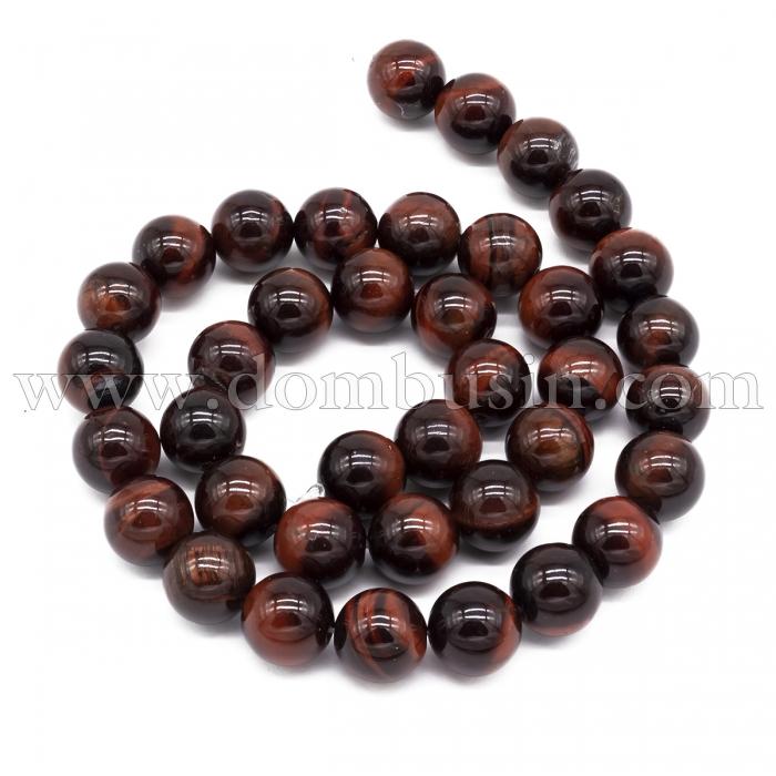 Бусины Натуральный Красный Тигровый Глаз, На нитях, Круглые, Цвет: Красно-коричневый, Размер: 4мм, Отверстие 1мм, около 91шт/38см/нить, (УТ100023331)