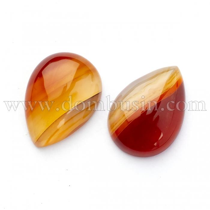 Кабошоны Натуральный Полосатый Агат, Окрашенные, Капля, Сиена, 25x18x6-7мм (УТ100022539)