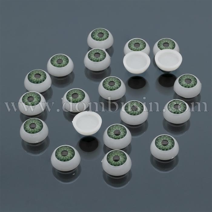 Очки для Іграшок, Круглі, Колір: Зелений, Розмір: Діаметр 12мм, Товщина 6мм, (УТ100023580)