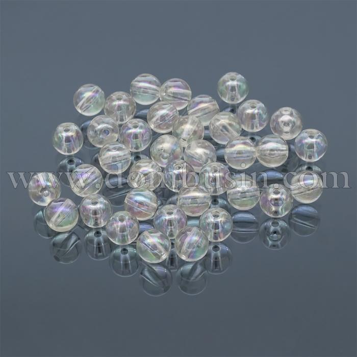 Намистини Акрил, Прозорі, АВ колір, Круглі, Колір: Безбарвний, Розмір: 6мм, Отвір 1.5мм, близько 205шт / 25г, (УТ100023930)