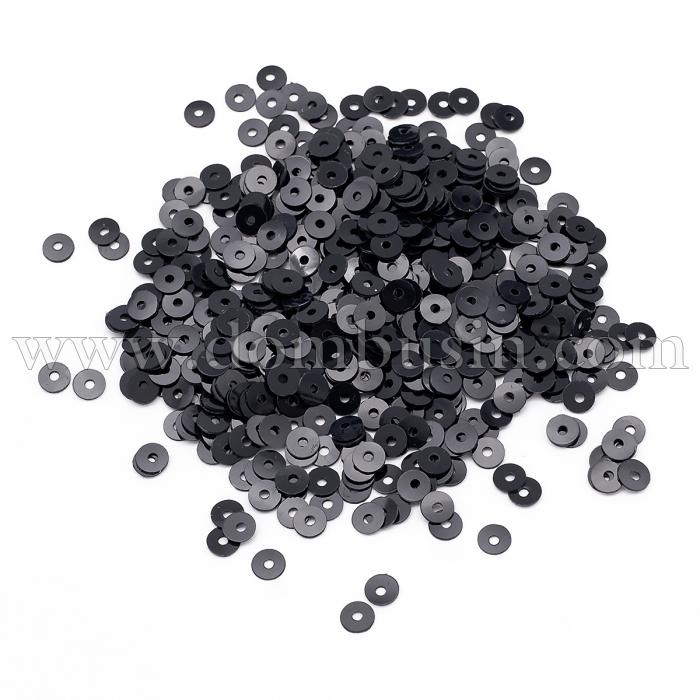 Пайетки, Круглые, Матовые, Цвет: Черный, Размер: 3мм, около 2700шт/10г, (УТ100024206)