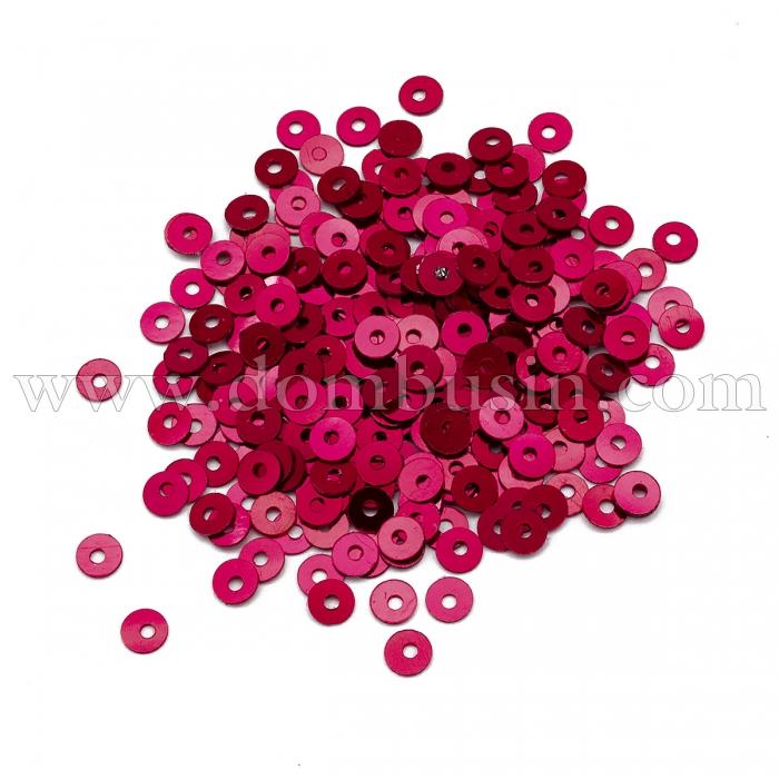 Пайетки, Круглые, Непрозрачные, эффект Античный Металлик, Цвет: Малиновый, Размер:4мм, около 2000шт/10г, (УТ100024213)