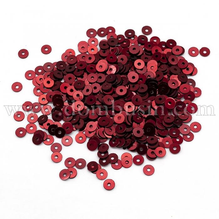 Пайетки, Круглые, Непрозрачные, эффект Античный Металлик, Цвет: Темно-красный, Размер:4мм, около 2000шт/10г, (УТ100024214)