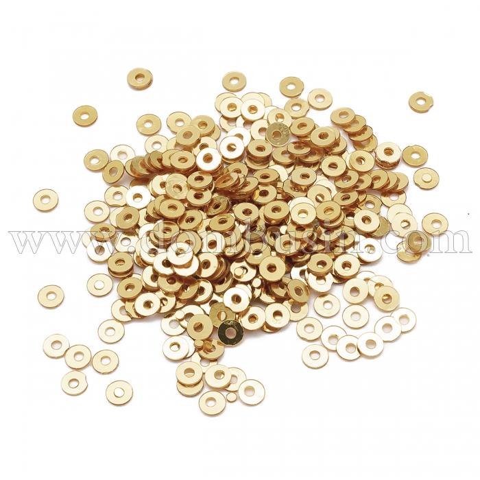 Пайетки, Круглые, Непрозрачные, эффект Античный Металлик, Цвет: Светлое Золото, Размер: 3мм, около 3000шт/10г, (УТ100024259)