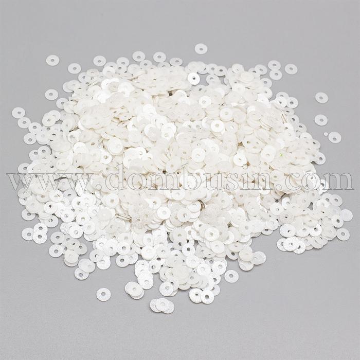 Паєтки, Круглі, Матові, Колір: Срібло, Розмір: 4 мм, (УТ100024269)