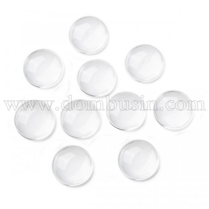 Кабошоны Стеклянные, Круглые, Цвет: Бесцветный, Размер: Диаметр 29.5~30мм, Толщина 7мм, (УТ100024422)