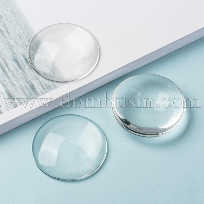 Кабошоны Стеклянные, Круглые, Цвет: Бесцветный, Размер: Диаметр 48мм, Толщина 11мм, (УТ100024445)