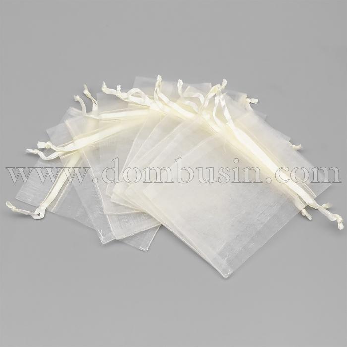 Подарунковий Мішечок з Органзи, Прозорий, Колір: Кремовий, Розмір: 10x8см, (УТ100024912)