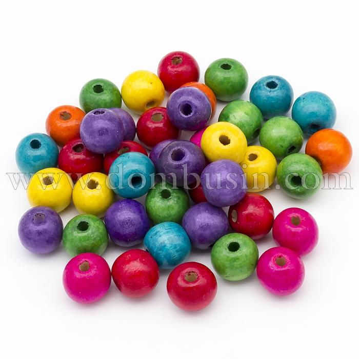 Бусины Деревянные, Цвет: Микс, Размер: 20х18мм, Отверстие 4.5мм, около 40шт/100г, (УТ100024982)