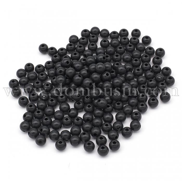 Бусины Акриловые Круглые, Цвет: Графит, Размер: 6x5.5мм, Отверстие: 2мм,около 430шт/50г, (УТ100025001)