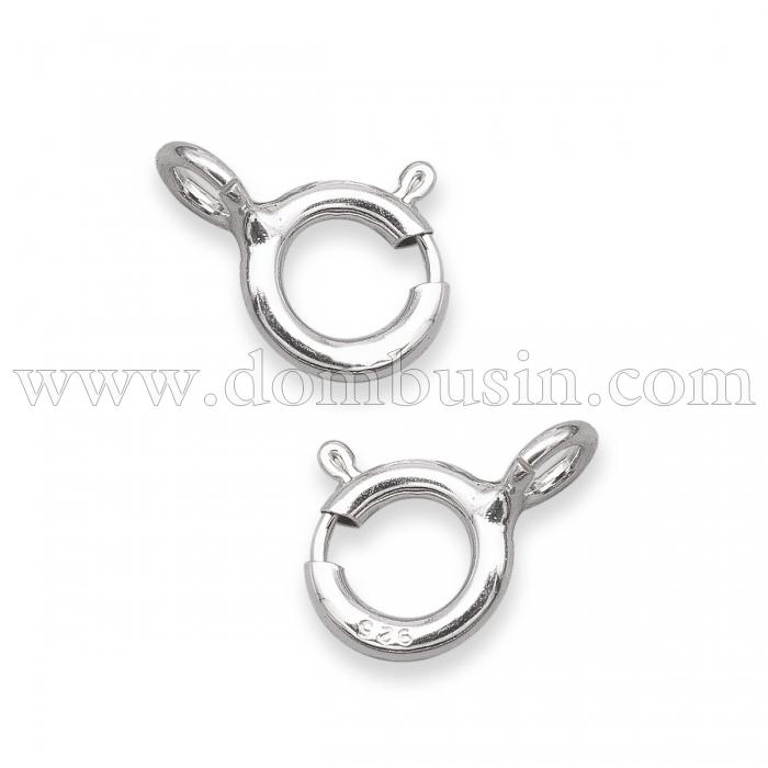 Срібло 925 Застібка, Карабін-Кільце Пружинне, Колір: Срібло, Розмір: 8х5х1мм, Отвір 1.5мм, (УТ100025112)