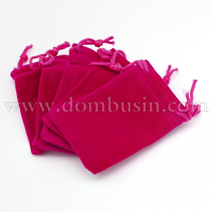 Подарунковий мішечок з оксамиту, з куліскою, Колір: Камелія, Розмір: 7х5см, (УТ100025268)