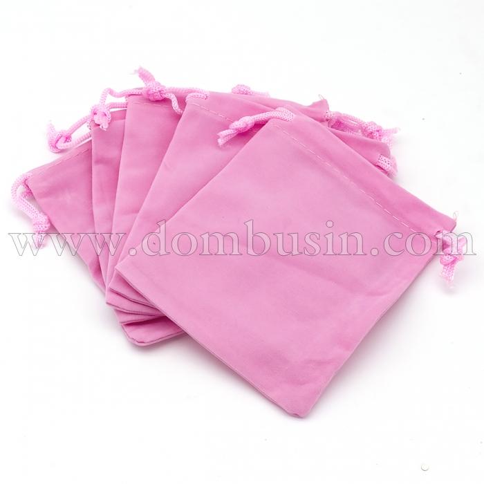 Подарунковий Мішечок з оксамиту, з куліскою, Колір: Рожевий, Розмір: 12х10см, (УТ100025274)