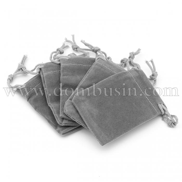 Подарунковий Мішечок з оксамиту, з куліскою, Колір: Сірий, Розмір: 7х5см, (УТ100025278)