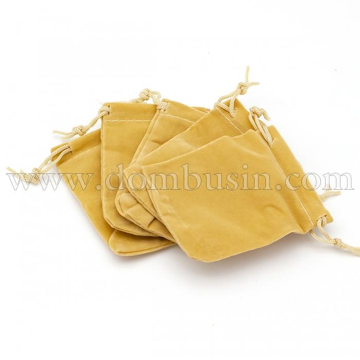 Подарунковий Мішечок з оксамиту, з куліскою, Колір: Темно-Золотий, Розмір: 9х7см, (УТ100025281)