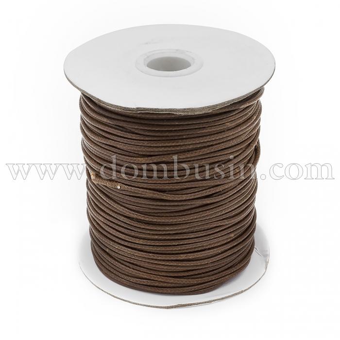 Шнур Корея Вощеный Полиэстер для плетения, Макраме и бижутерии, Коричневый, 1.2мм, около 165м/катушка, (УТ100025401)