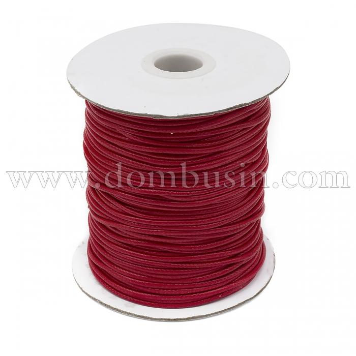 Шнур Корея Вощеный Полиэстер для плетения, Макраме и бижутерии, Красный, 2мм, около 90м/катушка,(УТ100025407)