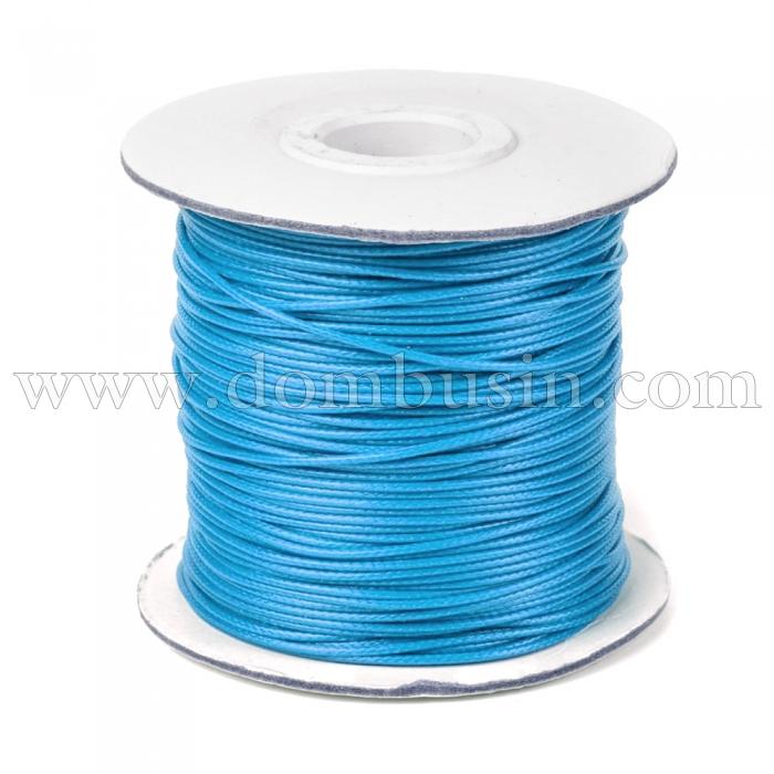 Шнур Корея Вощеный Полиэстер для плетения, Макраме и бижутерии, Синий, 1мм, около 80м/катушка, (УТ100025413)