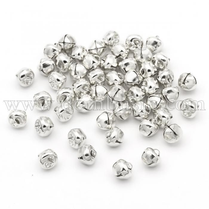 Кулоны Колокольчики, Железо, Цвет: Серебро, Размер: 10х10х10мм, Отверстие 3х1мм, (УТ100026147)