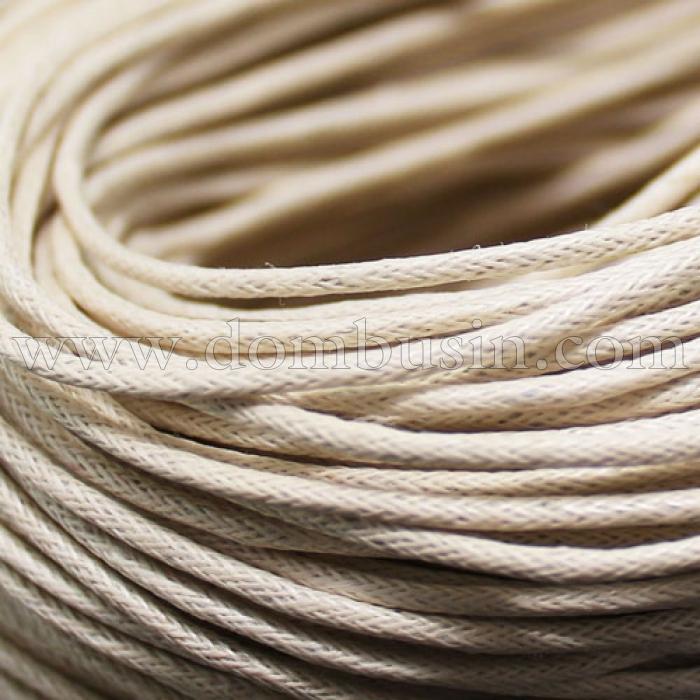 Шнур Вощеный Хлопковый, Цвет: Бежевый, Размер: Толщина 1.5мм, 60-65м/связка, (УТ000004054)