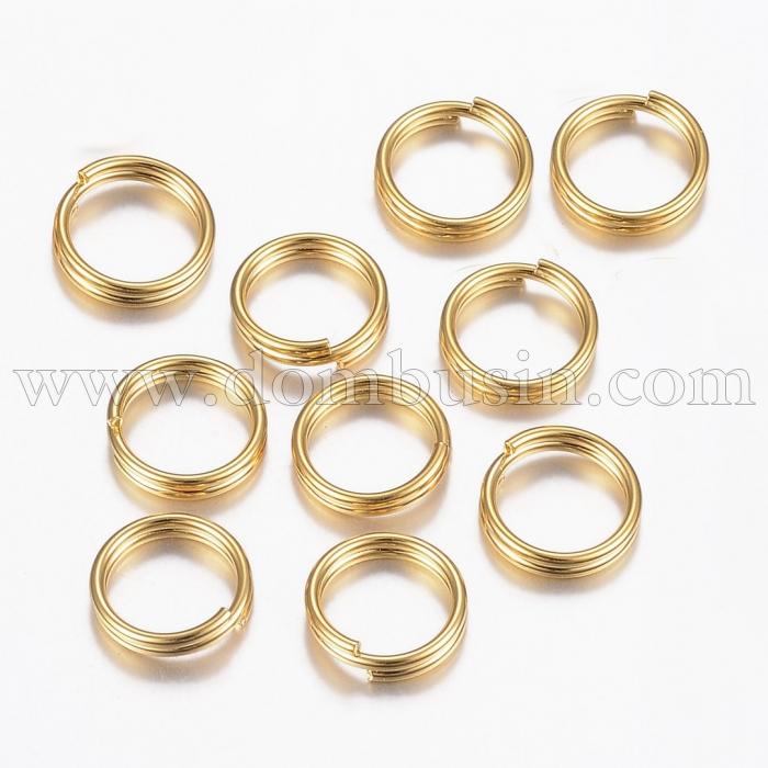 Кільця Подвійні, Нержавіюча Сталь, Колір: Золото, Розмір: 8х1.5мм, Внутрішній Діаметр 6.5мм, (УТ100026989)