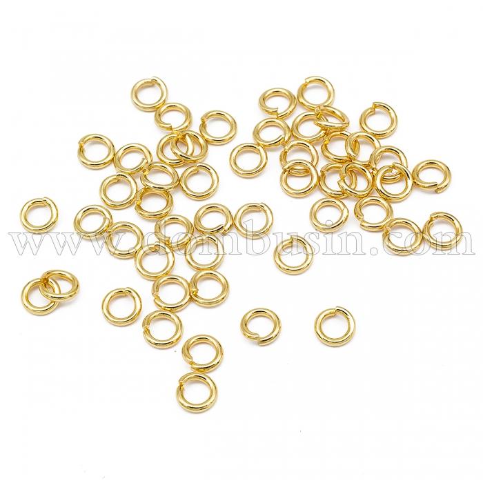Колечки Одинарные Открытые, Нержавеющая Сталь, Покрытие Золото 24К, Размер: 4x0.8мм, Внутренний Диаметр 2.4мм, (УТ100027041)