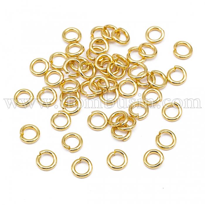 Колечки Одинарные Открытые, Нержавеющая Сталь, Покрытие Золото 24К, Размер: 5x1мм, Внутренний Диаметр 3мм, (УТ100027042)