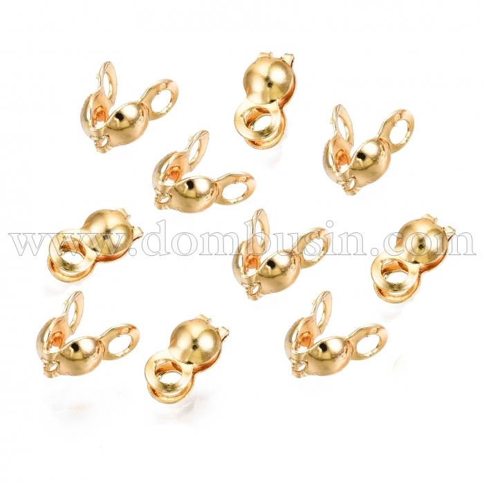 Каллоты Латунь, Зажимы концевики для бус, Покрытие Золото 18К, Размер: 6.5х3.5х3мм, Отв. 1.6мм, (УТ100029706)