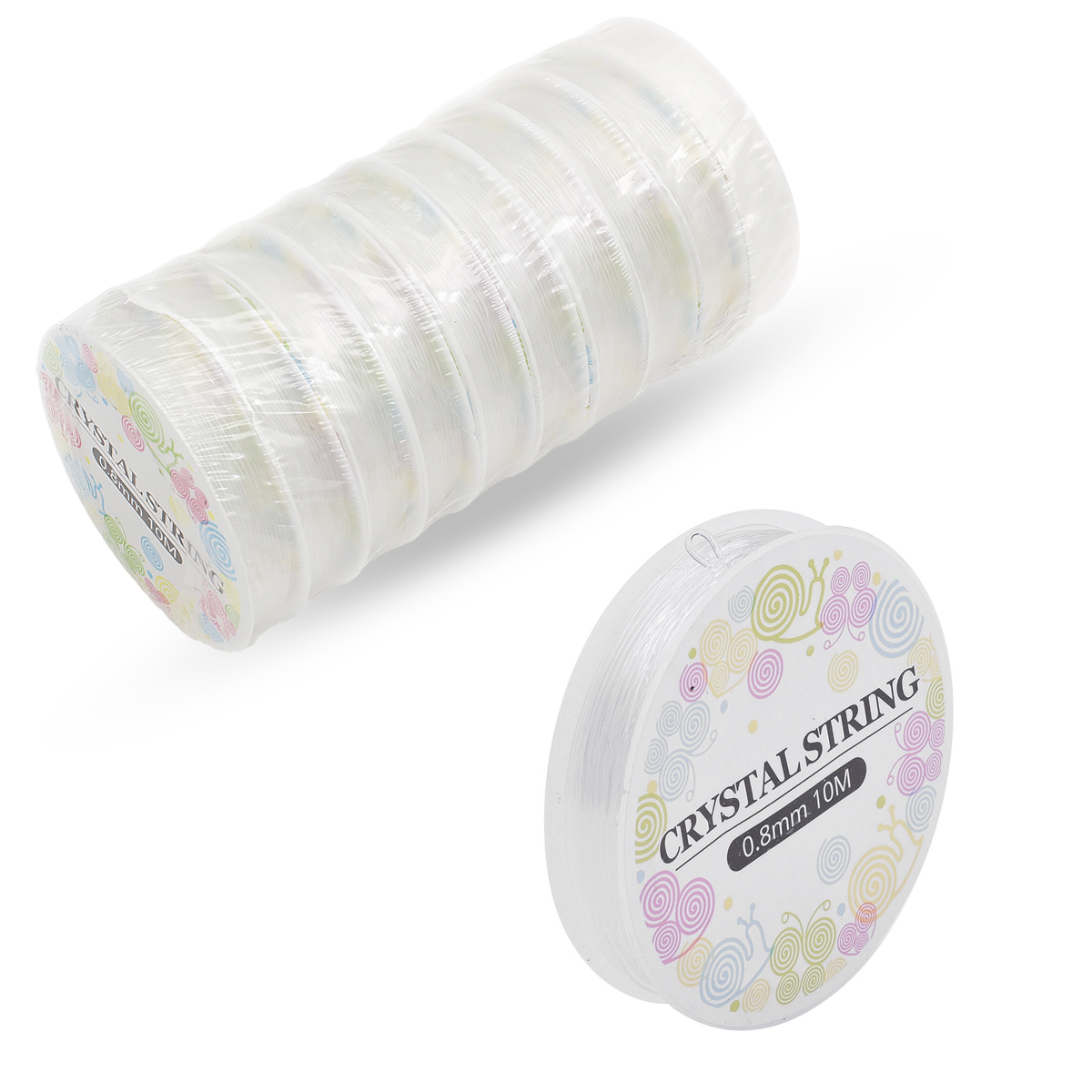 Силіконова Нитка Еластична 0.8мм/10м, Гумка, Безбарвна, близько 10м/кот,10котушок/набір, (УТ100030891)