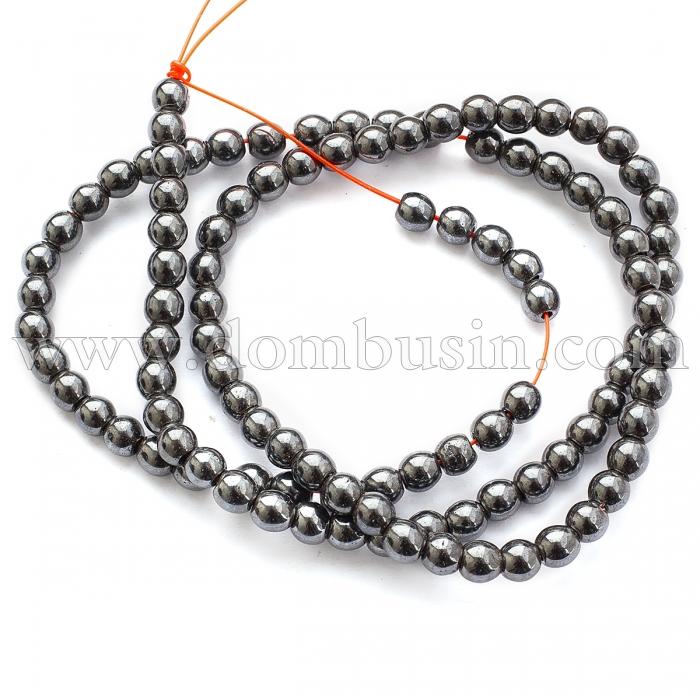 Бусины Гематит Немагнитный, На нитях, Овальные, Цвет: Черный, Диаметр: 3мм, Отв. 1.2мм, около 100шт/30см/нить, (УТ100031198)