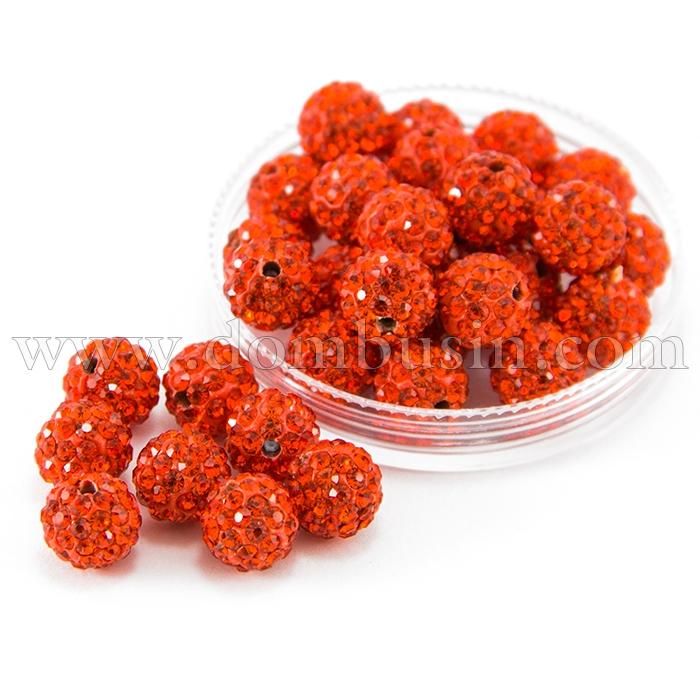 Намистини з Стразами клас А, з полімерної глини, Круглі, Шамбала, Колір: Гіацинт, Розмір: Діаметр 10мм, Отвір 1.8 ~ 2 мм, (УТ000004186)