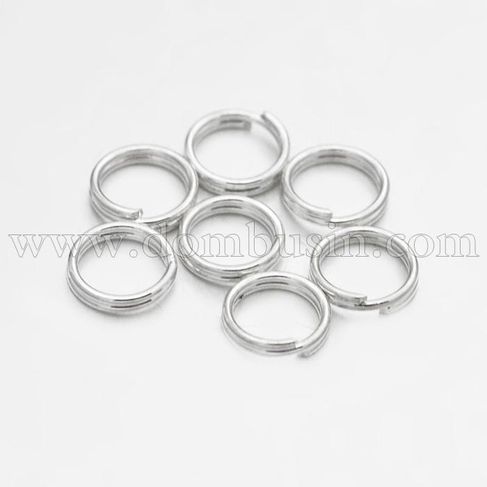Колечка Подвійні, Залізні, Колір: Срібло, Розмір: 8х1.4мм, Внутрішній Діаметр 6.6мм, 50г / близько 340шт, (УТ000004349)