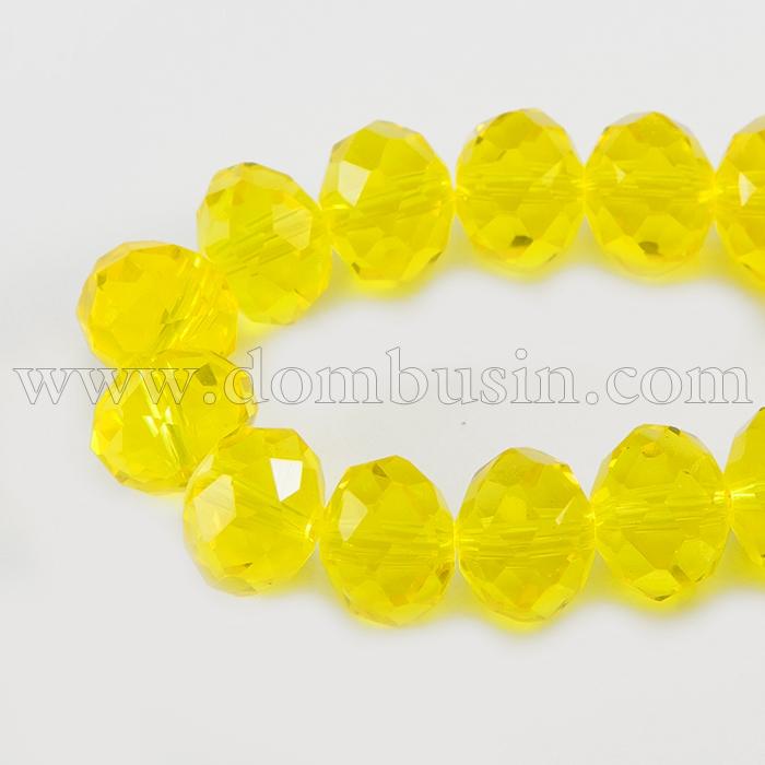 Намистини Австрійський Кришталь, Імітація, Скло Грановані, Прозорі, Рондель, Колір: Жовтий, Розмір: 6х4мм, Отв-тя: 1мм, близько 92шт / 36см / нитка, (УТ000004389)