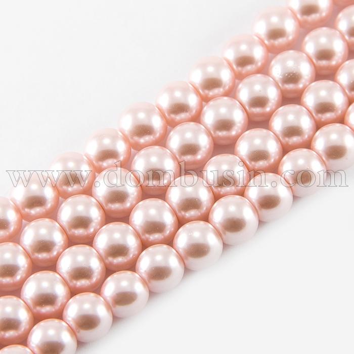 Перли Намистини Скло 4мм, Глянцеві, Круглі, Колір: Світло-лавандовий, Діаметр: 4 мм, Отв-тя 1мм, близько 216шт / 86см / нитка, (УТ000004375)