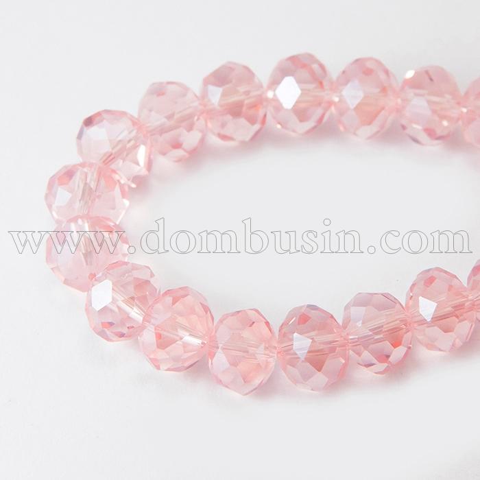 Намистини Австрійський Кришталь, Імітація, Скло Грановані, Прозорі, Рондель, Колір: Рожевий, Розмір: 6х4мм, Отвір: 1мм, близько 92шт / 36см / нитка (УТ000003346)