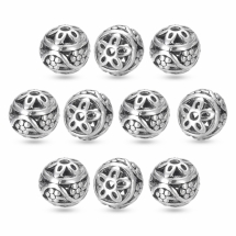 Намистини Біжутерний Сплав Круглі Порожнисті, Античне Срібло, 10мм, Отвір 1мм, 10шт/упаковка, (УТ100031456)