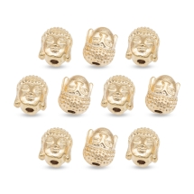 Бусины Цинковый Сплав Голова Будды, Светлое Золото, 10х9х8мм, Отверстие 2мм, 10шт/упаковка, (УТ100031464)