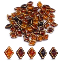 Бусины Акриловые Ромб Золотая Окантовка, Шоколадный, 18х14х9-9.5мм, Отверстие 1.5мм, около 50шт/50г, (УТ100031488)