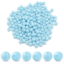 Бусины Акриловые Круглые Непрозрачные, Голубой, 6х5мм, Отверстие 1.8мм, около 400шт/50г, (УТ100031503)