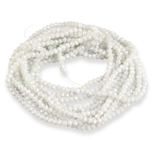 Бусины Стеклянные Гальваника, Перламутровое Покрытие, Граненые, Рондель, Белый, 6х5мм, Отверстие 1мм, около 80шт/38см/нить, 10нитей/упаковка, (УТ100031522)