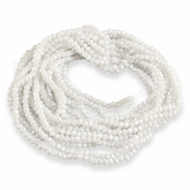 Намистини Скляні Гальваніка, Перламутрове Покриття, Грані, Рондель, Білий, 4х3мм, Отвір 0.4мм, близько 110шт/40см/нитка, 10ниток/упаковка, (УТ100031526)