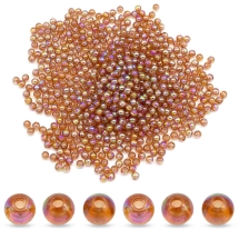 Бусины Экологичные Акриловые Прозрачные Круглые, АВ цвет, Кирпичный, 4мм, Отверстие 1.2мм, около 820шт/25г, (УТ100031532)