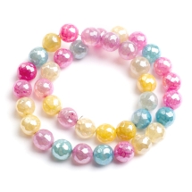 Бусины Натуральный Агат Круглые Граненые, Гальваника, Перламутровое Покрытие, Микс, 10.5мм, Отверстие 1.2мм, около 36шт/37см/нить, (УТ100031571)