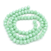 Бусины Стеклянные Гальваника Рондель Граненые, Перламутровое Покрытие, Аквамарин, 6х5мм, Отверстие 1мм, около 80шт/38см/нить, (УТ100031581)