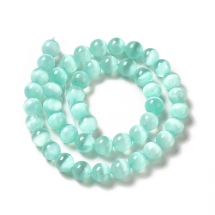 Бусины Натуральный Селенит Круглые Класс А, Аквамарин, 8.5мм, Отверстие 0.8мм, около 43шт/37см/нить, (УТ100031610)