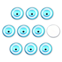 Кабошоны Глазки Стеклянные Круглые, Бирюзовый, 10x3.5мм, (УТ100031544)