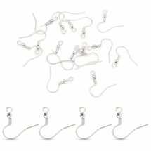 Швензы-Крючок из Нержавеющей Стали, Основы для Сережек, Посеребрение 925, 20x20х3мм, Штифт 0.7мм, Отверстие 2мм, (УТ100031548)