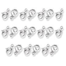 Застежка Карабин-Лобстер, Нержавеющая Сталь, 12х7.5х3.5мм, Отверстие 1.4мм, (УТ100031554)