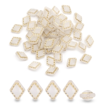 Бусины Акриловые Ромб Золотая Окантовка, Льняной, 18х14х9-9.5мм, Отверстие 1.5мм, около 50шт/50г, (УТ100031512)