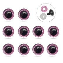 Глазки для Игрушек и Кукол, Эпоксидная Смола, 2 Фиксатора, Розовые, 20мм, (УТ100031668)